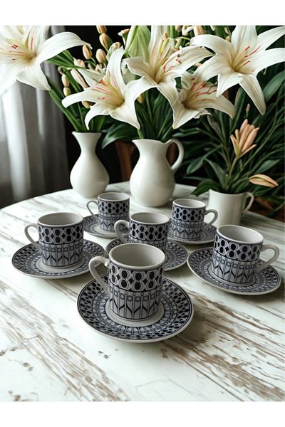 Paçi 6 Pieces Coffee Cup with Paci Frella Motif