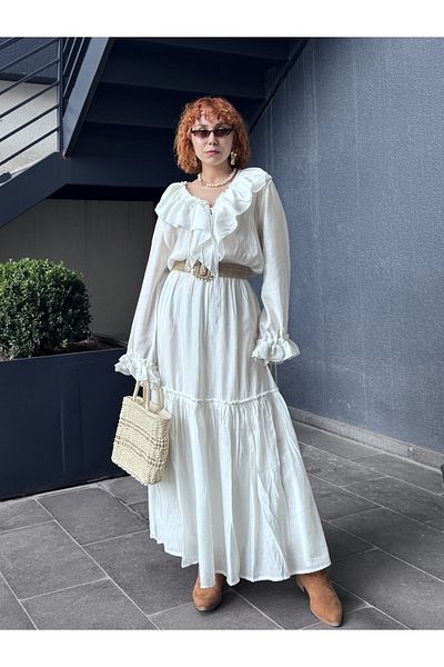 Bak'ap Rochie de vară premium Pinterest virală cu volane lungi