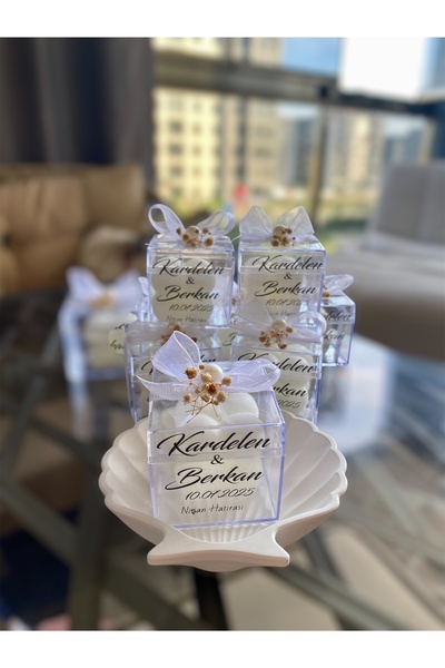 Biepoksi Nikah Nişan Hediyelik Bubble Mum Kutulu Isme Özel 10 Adetki