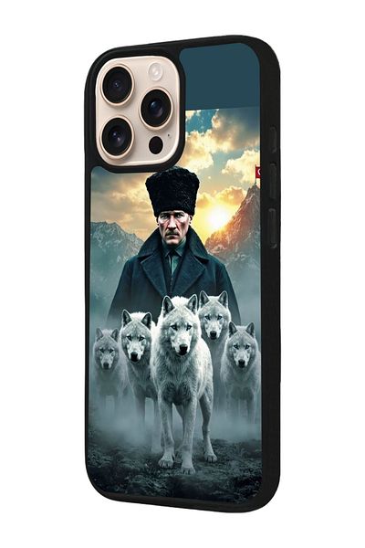 Aksel Kılıf Apple iPhone 16 Pro Compatible Printed, Matte Black, Soft Silicone, Protective, Shock Absorbing Cover, Case