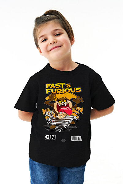 Kids Tasmanian Devil Fast and Furious Fast and Furious Printed Unisex Black K...