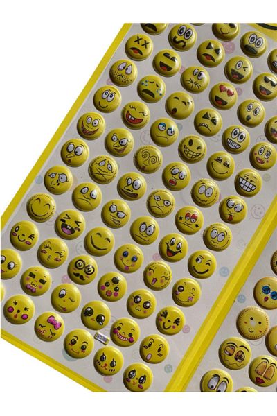 Pembe Pasaj Emoji Sticker Set - Embossed Emoji Sticker Set - Smiley Face Sticker for Teachers