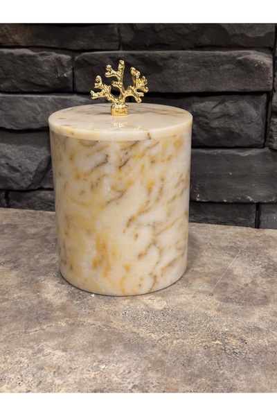 Polen Stone Honey Marble Trash Can – 20 cm X 16 cm