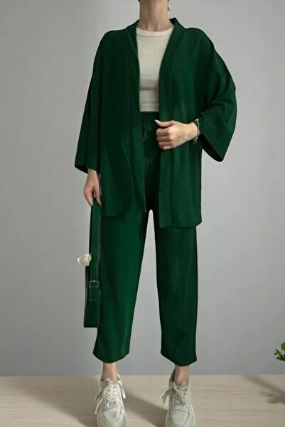 PAWWY Seersucker Fabric Tie-Up Kimono Bottom Top Set, Standard Size 36/40 Size Matching, Single Tie-Up