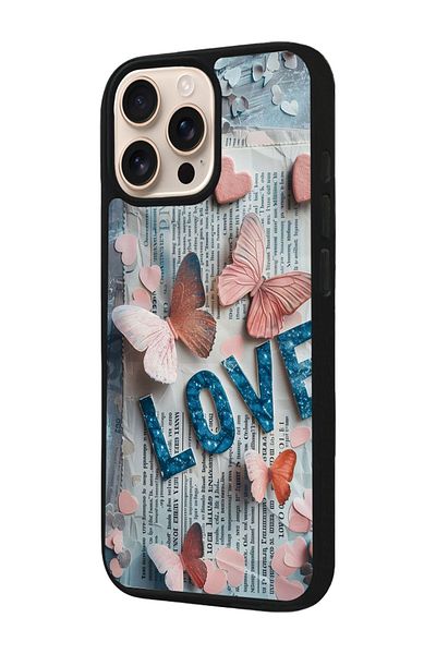 Aksel Kılıf Apple iPhone 16 Pro Compatible Printed, Matte Black, Soft Silicone, Protective, Shock Absorbing Cover, Case