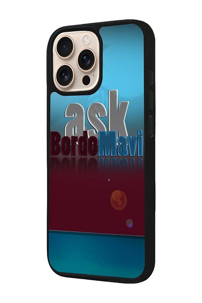 Aksel Kılıf Apple iPhone 16 Pro Compatible Printed, Matte Black, Soft Silicone, Protective, Shock Absorbing Cover, Case