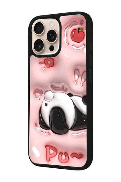 Aksel Kılıf Apple iPhone 16 Pro Compatible Printed, Matte Black, Soft Silicone, Protective, Shock Absorbing Cover, Case