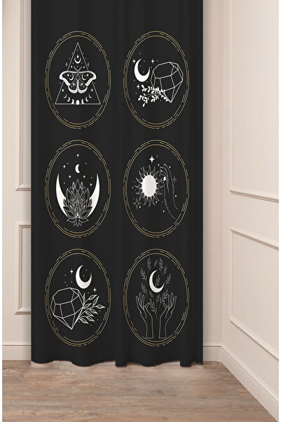 GREENDECOR Minimalist Soft Plain Pastel Leaf Bohemian Special Design Digital Printed (Single Wing) Beige Cream Background Curtain