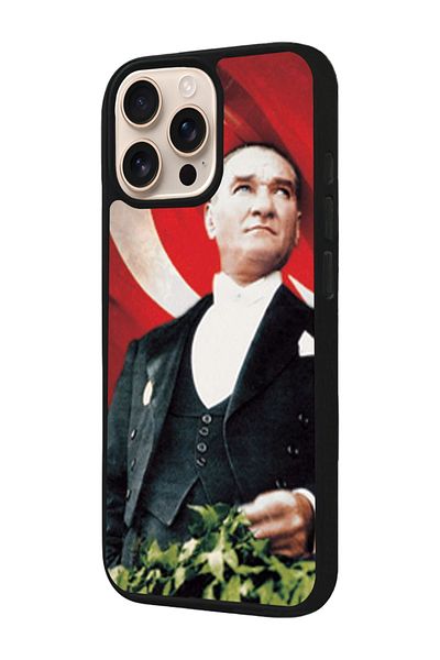 Aksel Kılıf Apple iPhone 16 Pro Compatible Printed, Matte Black, Soft Silicone, Protective, Shock Absorbing Cover, Case