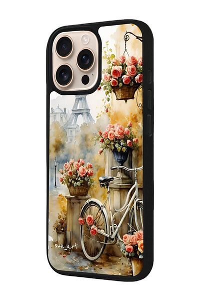Aksel Kılıf Apple iPhone 16 Pro Compatible Printed, Matte Black, Soft Silicone, Protective, Shock Absorbing Cover, Case