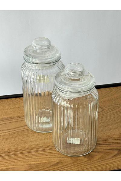 Living Vintage design glass jar set with airtight lid, 2 pieces
