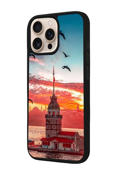 Aksel Kılıf Apple iPhone 16 Pro Compatible Printed, Matte Black, Soft Silicone, Protective, Shock Absorbing Cover, Case
