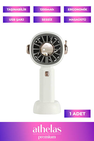 Athelas 3 Kademeli 1200mAh Şarjlı Sessiz Mini Masa & El Fanı | USB Soğutucu T...