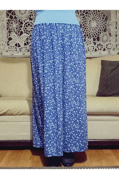 hoaryage Fusta maxi din țesătură de presare din viscoză, cu model colorat, cu talie elastică, fustă de rugăciune, mărimea 36-48