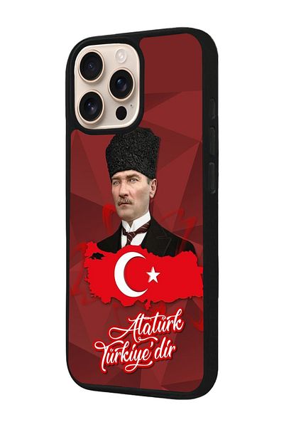 Aksel Kılıf Apple iPhone 16 Pro Compatible Printed, Matte Black, Soft Silicone, Protective, Shock Absorbing Cover, Case