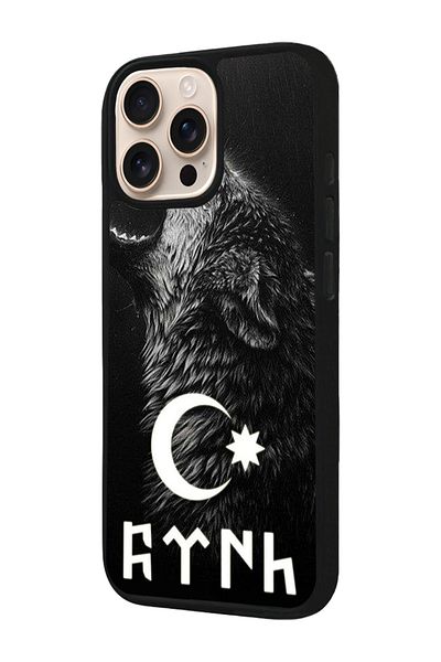 Aksel Kılıf Apple iPhone 16 Pro Compatible Printed, Matte Black, Soft Silicone, Protective, Shock Absorbing Cover, Case