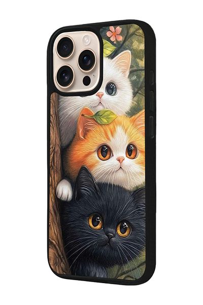 Aksel Kılıf Apple iPhone 16 Pro Compatible Printed, Matte Black, Soft Silicone, Protective, Shock Absorbing Cover, Case