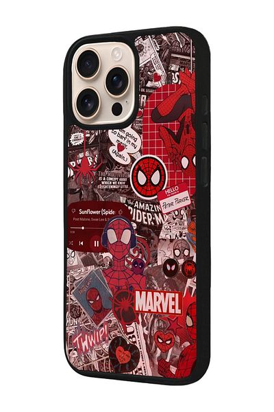 Aksel Kılıf Apple iPhone 16 Pro Compatible Printed, Matte Black, Soft Silicone, Protective, Shock Absorbing Cover, Case