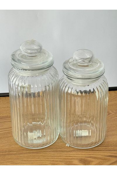 Living Vintage design glass jar set with airtight lid, 2 pieces