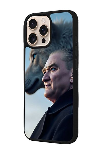 Aksel Kılıf Apple iPhone 16 Pro Compatible Printed, Matte Black, Soft Silicone, Protective, Shock Absorbing Cover, Case