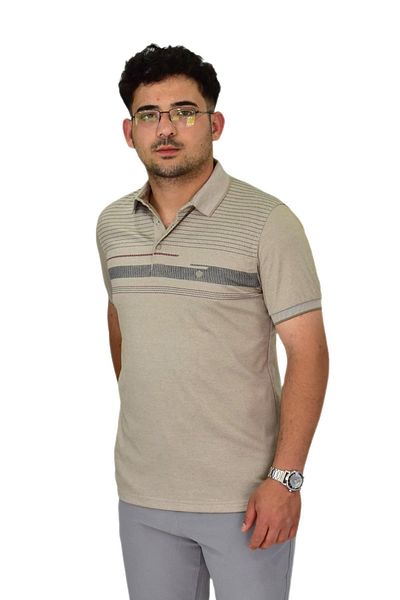DYNAMO Men's Polo Neck Panel Striped T-Shirt T273 Bgl-St04592