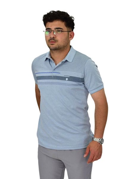 DYNAMO Men's Polo Neck Panel Striped T-Shirt T273 Bgl-St04592