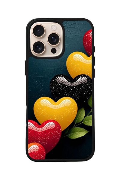 Aksel Kılıf Apple iPhone 16 Pro Compatible Printed, Matte Black, Soft Silicone, Protective, Shock Absorbing Cover, Case