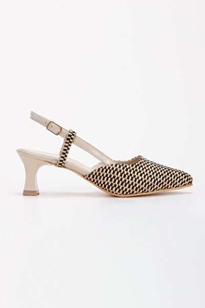 UYEGE Teksas Seri Hasır Detaylı Sivri Burun Alçak Topuk Kadın Ayakkabı