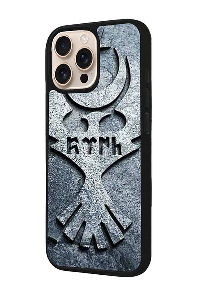 Aksel Kılıf Apple iPhone 16 Pro Compatible Printed, Matte Black, Soft Silicone, Protective, Shock Absorbing Cover, Case