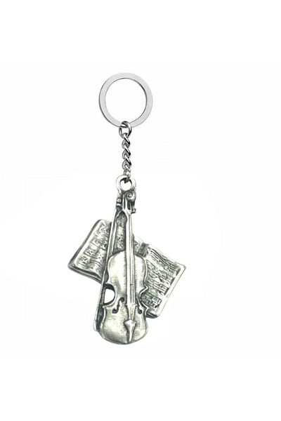 Herşey Nota Metal Keychain with Violin and Solfeggio Notebook – Unisex Music Themed Accessory