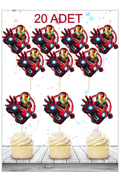 Atölye Doruk 20 ADET Demir Adam Doğum Günü Pasta Kürdanı-Pasta Süsü Parti-Kah...