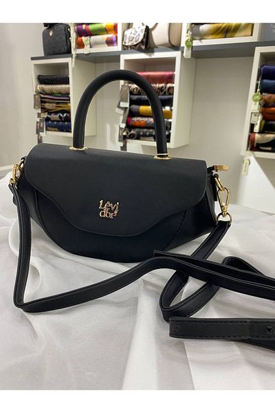 Levidor Black Geometric Model Women's Bag with Shoulder Strap