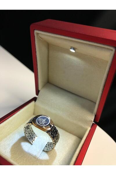 vogutima Erkek Gümüş Yüzük - Osmanlı Tuğralı Sarmaşık Motifli Ince Kibar • Iş...