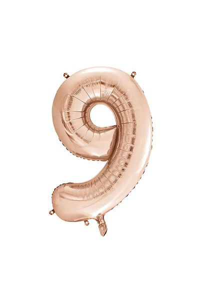 tedaks 1 Piece 34 Inch 85 cm Rose Gold Foil Balloon Helium Balloon 9 Year Old Balloon 9 Number Balloon