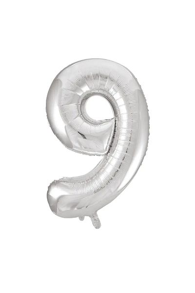 tedaks 1Pc 34 Inch 85 cm Silver Foil Balloon Helium Balloon 9 Years Old Balloon 9 Number Balloon
