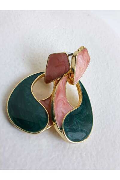 BHR AKSESUAR أقراط لؤلؤية باللون الأخضر الوردي