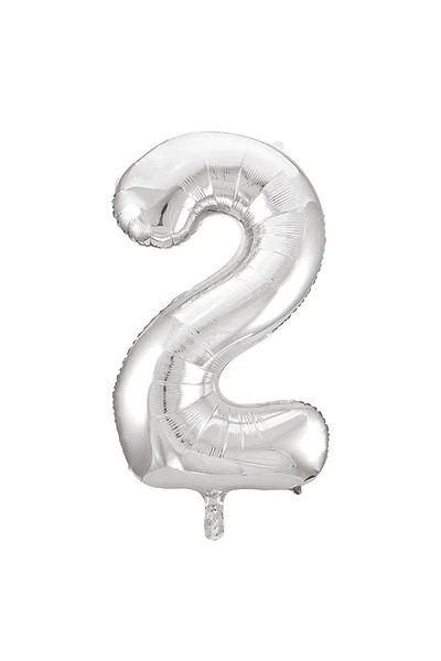 tedaks 1 Piece 34 Inch 85 cm Silver Foil Balloon Helium Balloon 2 Year Old Balloon 2 Number Balloon