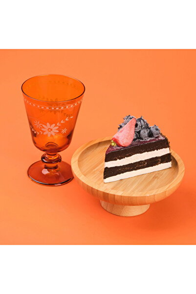 MATMEL Nazenin Set of 4 Footed Water Glasses - Amber - 280 ml