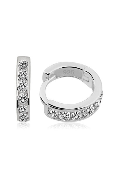 shop Beyaz taşlı Halka Çocuk 925 Ayar Gümüş Küpe