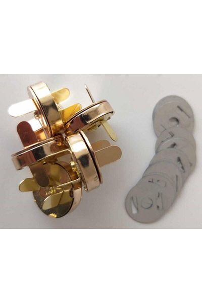 Enuyguntuhafiye Magnetic Snaps in Knitted Bag Light Gold Pack of 5