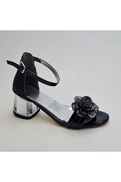 Tarz Çocuk Mini Diva Girl's Heeled Black Evening Dress Shoes