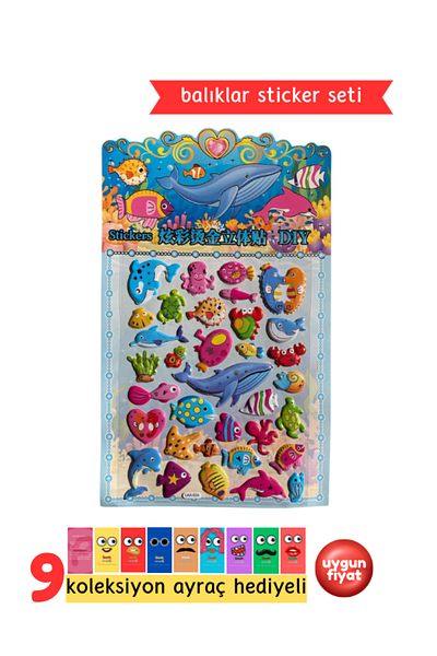 Pembe Pasaj Fish Sticker - Underwater Sticker - Embossed Sticker for Kids