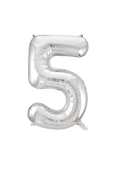 tedaks 1Pcs 34 Inch 85cm Silver Foil Balloon Helium Balloon 5 Years Old Balloon 5 Number Balloon