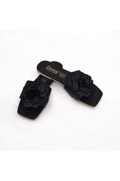 Moda fiesta Flat Sole Women's Slippers with Stylish Flower Accessories