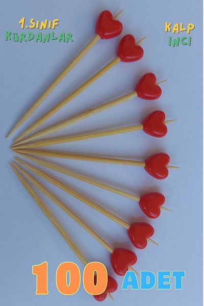 Armashine 100Pcs Decorative Red Heart Cocktail Toothpicks - Engagement Promise Heart Beads Toothpicks - Pearl Toothpick Style