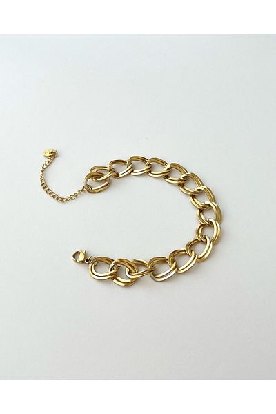 eyla collection Gold Steel Thick Chain Bracelet