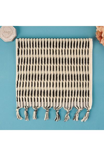 MATMEL Soft Greta Hand Towel - Ecru / Black - 30X50 cm