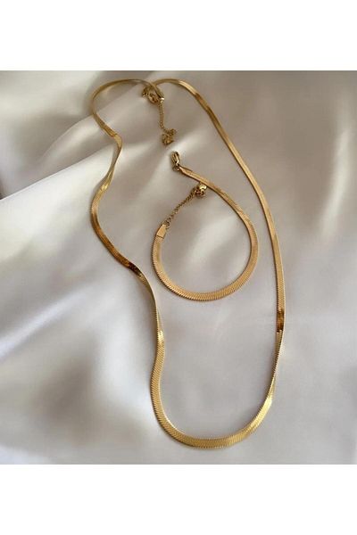 demirosa Crushed Italian Chain Necklace and Bracelet