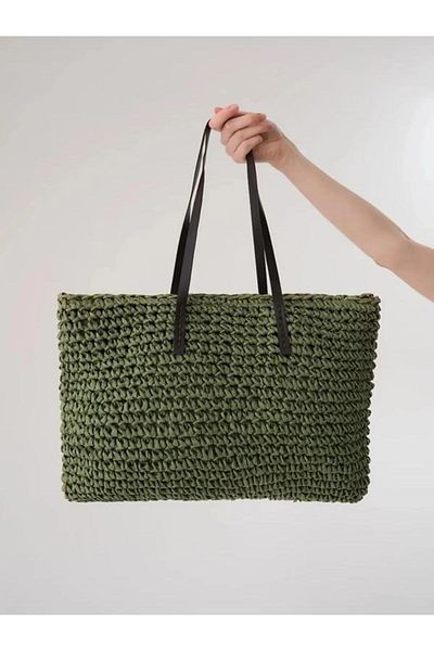 BALIENTE Khaki Hand Knitted Women's Shoulder Bag