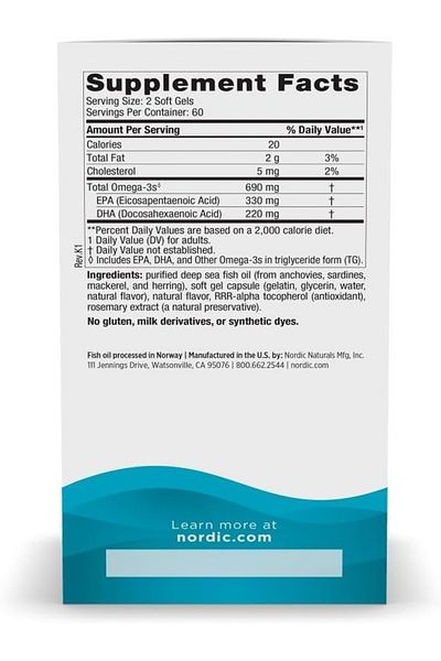 Nordic Naturals , Omega-3, Great Lemon, 690 mg, 120 Soft Gels (345 mg per Soft Gel)